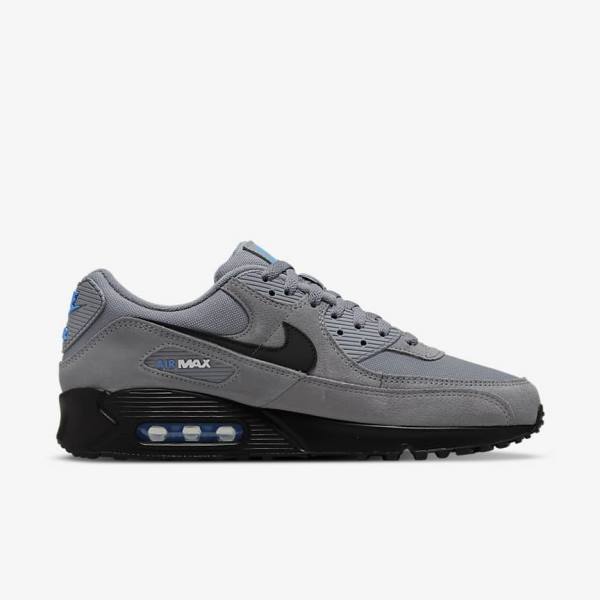 Zapatillas Nike Air Max 90 Hombre Gris Azules Claro Metal Plateadas Negras | NK195QEK