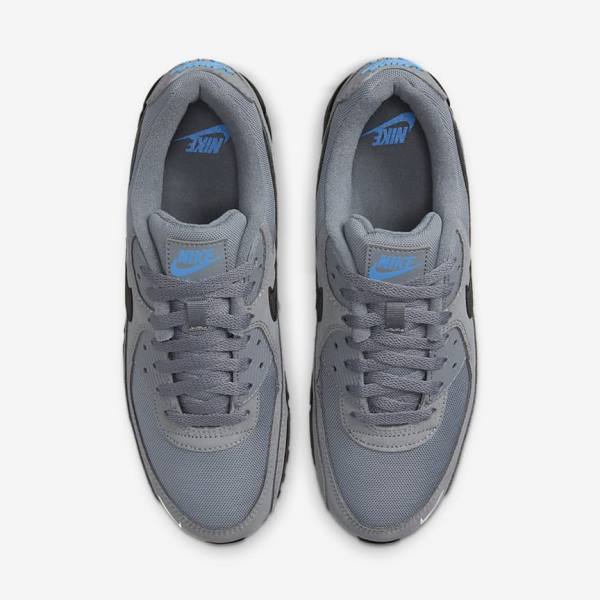 Zapatillas Nike Air Max 90 Hombre Gris Azules Claro Metal Plateadas Negras | NK195QEK