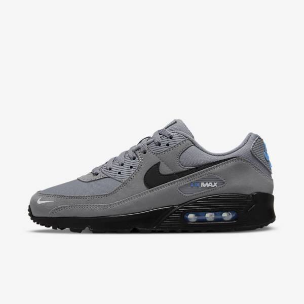 Zapatillas Nike Air Max 90 Hombre Gris Azules Claro Metal Plateadas Negras | NK195QEK