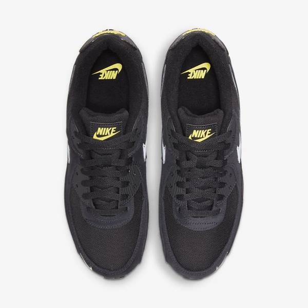 Zapatillas Nike Air Max 90 Hombre Negras Amarillo Metal Gris | NK582RAS