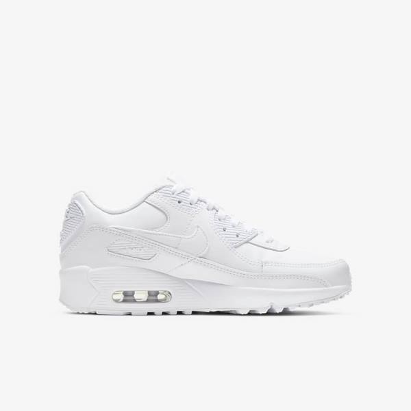 Zapatillas Nike Air Max 90 LTR Older Niños Blancas Metal Plateadas Blancas | NK397PQH