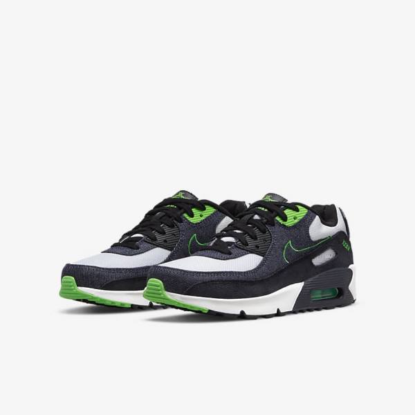 Zapatillas Nike Air Max 90 LTR SE Older Niños Negras Verde Blancas Obsidian | NK684KNX