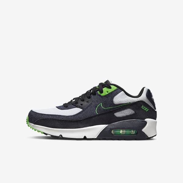 Zapatillas Nike Air Max 90 LTR SE Older Niños Negras Verde Blancas Obsidian | NK684KNX