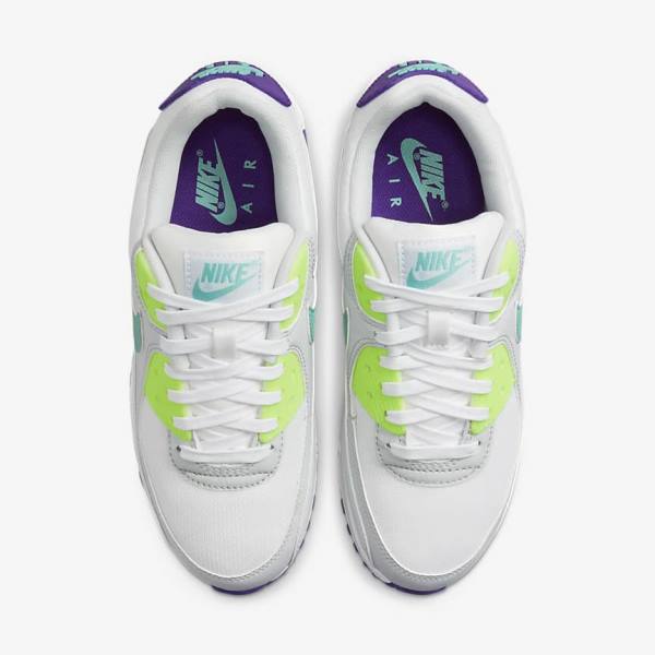 Zapatillas Nike Air Max 90 Mujer Blancas Plateadas Turquesa | NK591CNL