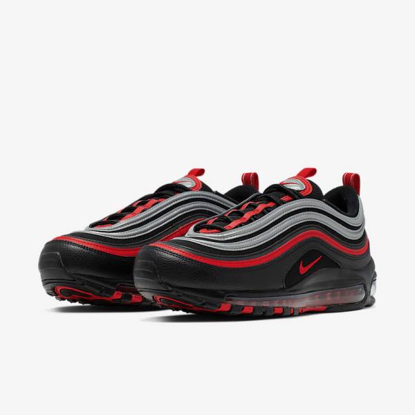 Zapatillas Nike Air Max 97 Hombre Negras Metal Plateadas Rojas | NK403KVX