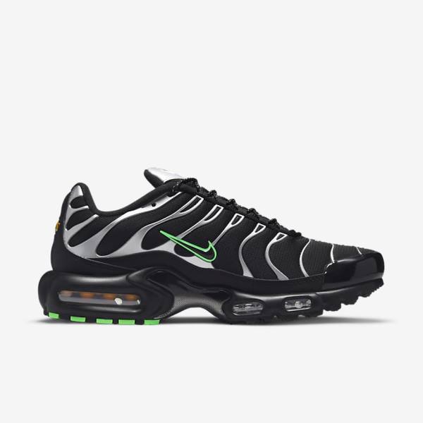 Zapatillas Nike Air Max Plus Hombre Negras Verde Metal Plateadas Negras | NK716KDS