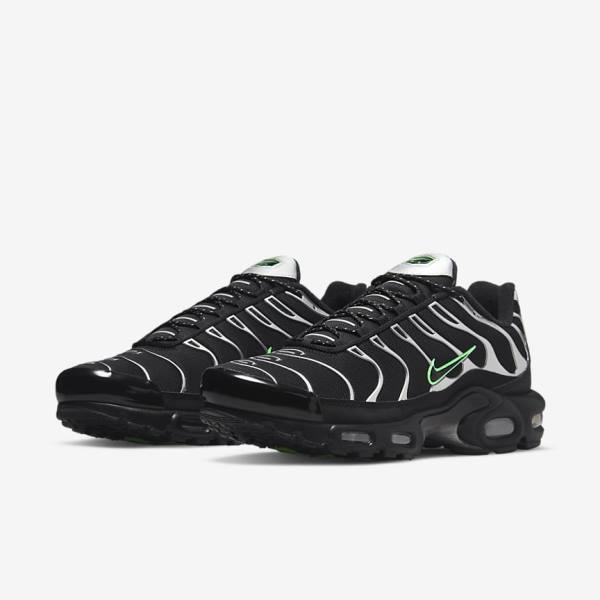 Zapatillas Nike Air Max Plus Hombre Negras Verde Metal Plateadas Negras | NK716KDS