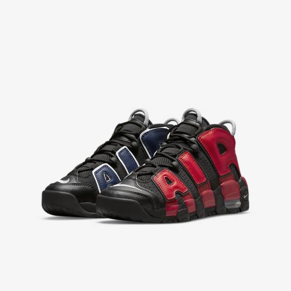 Zapatillas Nike Air More Uptempo Older Niños Negras Azul Marino Blancas Rojas | NK061OLP