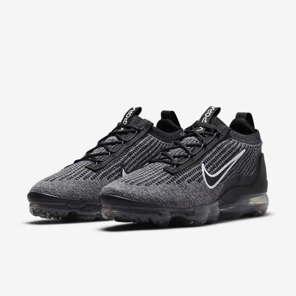 Zapatillas Nike Air VaporMax 2021 FK Hombre Negras Blancas Gris Oscuro Negras | NK538BZT