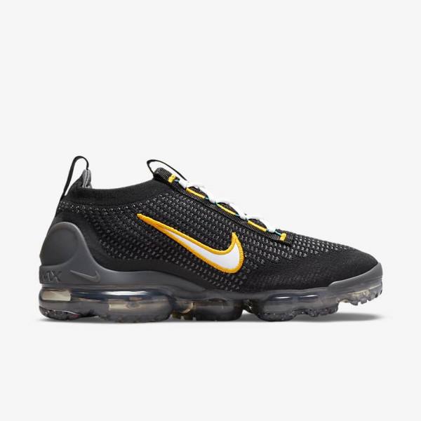 Zapatillas Nike Air VaporMax 2021 FK Hombre Negras Doradas Gris Oscuro Blancas | NK971MOG