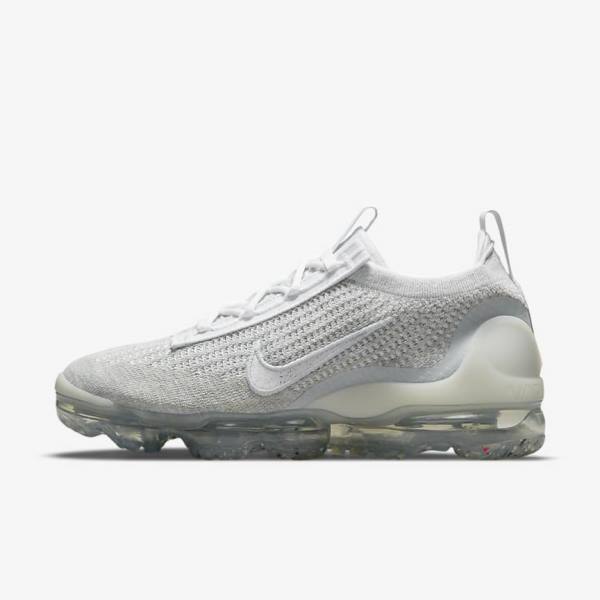 Zapatillas Nike Air VaporMax 2021 FK Mujer Blancas Plateadas Metal Plateadas Blancas | NK642OZL