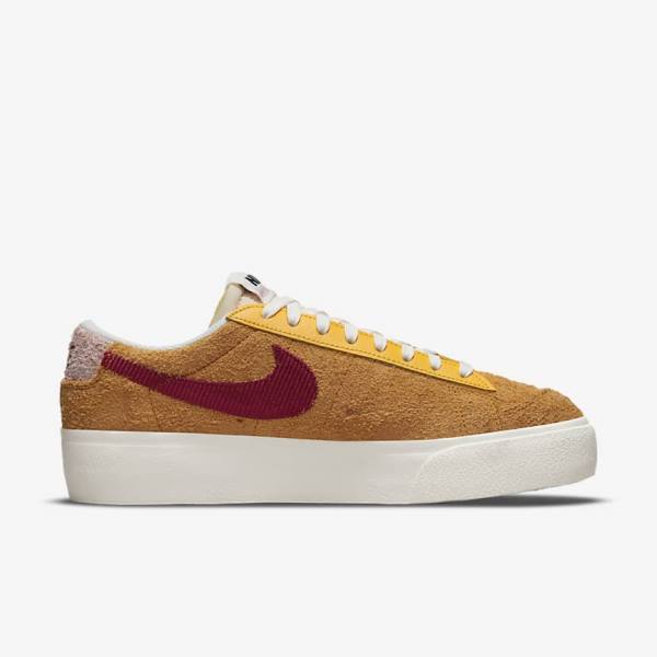 Zapatillas Nike Blazer Low Plataforma Mujer Doradas Rosas Burdeos | NK348RDV