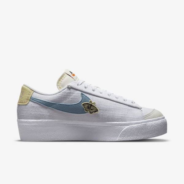 Zapatillas Nike Blazer Low Plataforma Next Nature Mujer Blancas Rosas Blancas Azules | NK142GAM