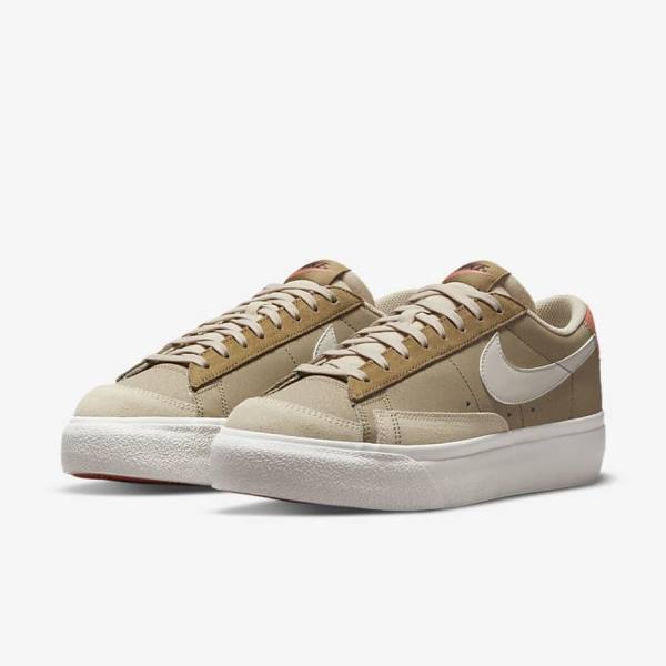 Zapatillas Nike Blazer Low Plataforma SP Mujer Kaki Beige Claro | NK968HZC