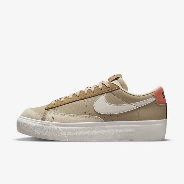 Zapatillas Nike Blazer Low Plataforma SP Mujer Kaki Beige Claro | NK968HZC