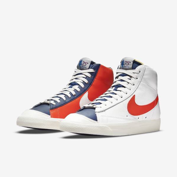 Zapatillas Nike Blazer Mid 77 EMB Hombre Blancas Azules Naranjas | NK509EGK