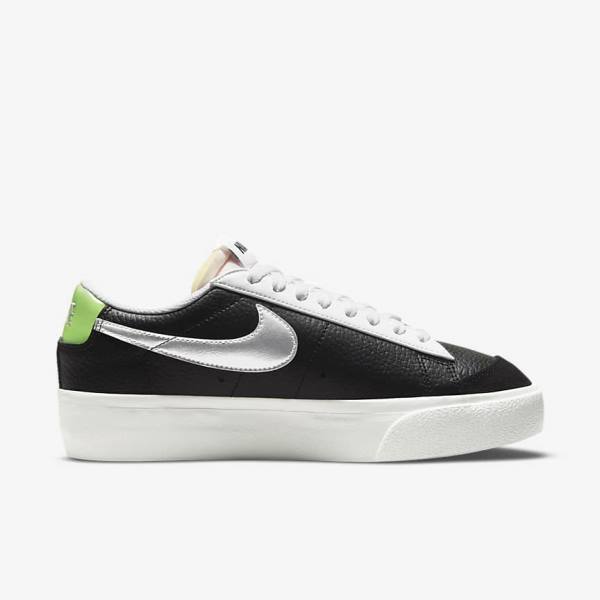 Zapatillas Nike Blazer Plataforma Mujer Negras Blancas Verde Metal Plateadas | NK301WNR