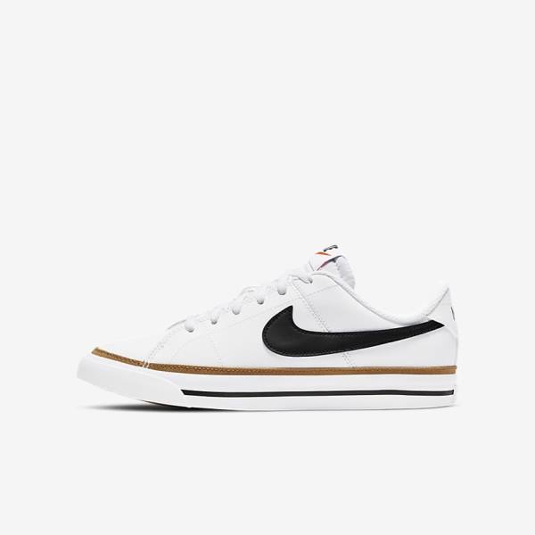 Zapatillas Nike NikeCourt Legacy Older Niños Blancas Marrones Claro Negras | NK193MYZ