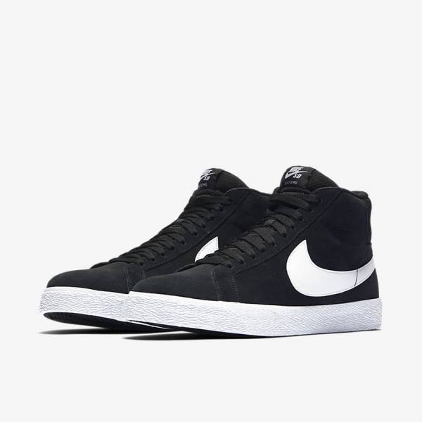 Zapatillas Nike SB Zoom Blazer Mid Hombre Negras Blancas | NK832VPA