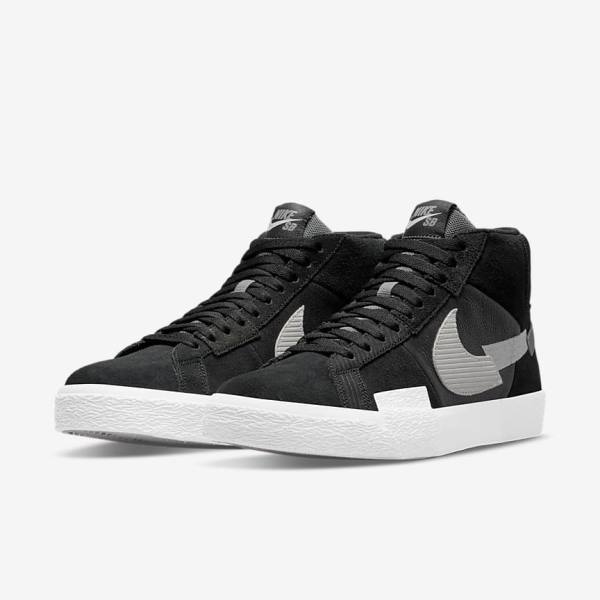 Zapatillas Nike SB Zoom Blazer Mid Premium Mujer Negras Gris Blancas | NK361STJ