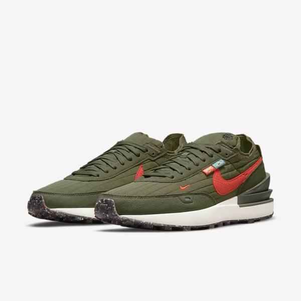 Zapatillas Nike Waffle One Premium Hombre Verde Oliva Negras Naranjas | NK187QCH