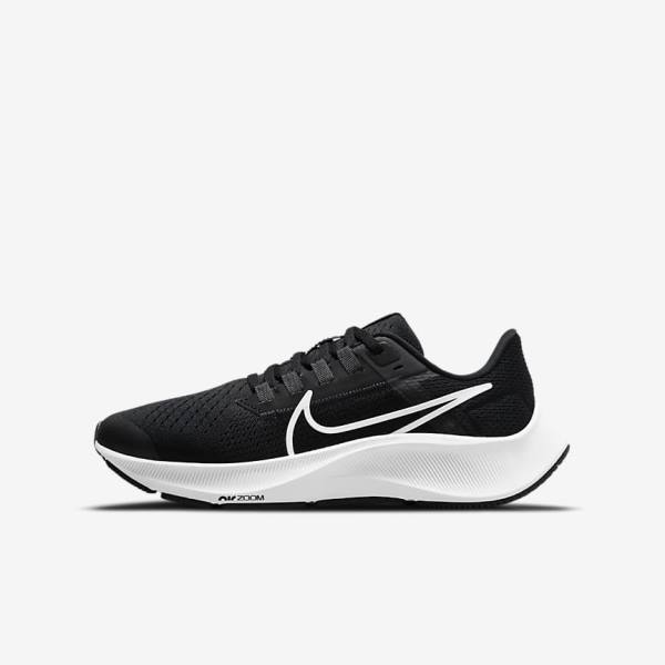 Zapatillas Running Nike Air Zoom Pegasus 38 Older Carretera Niños Negras Gris Oscuro Blancas | NK240XSI