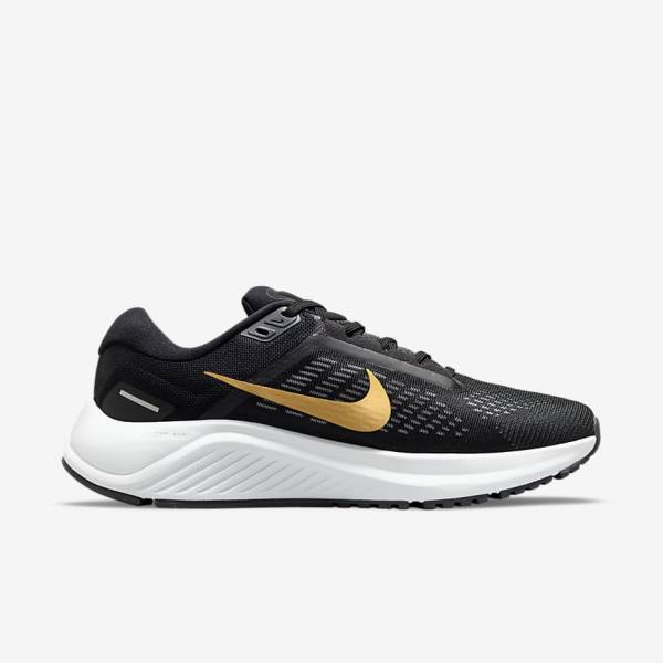 Zapatillas Running Nike Air Zoom Structure 24 Carretera Mujer Negras Gris Oscuro Metal Doradas | NK307VSY