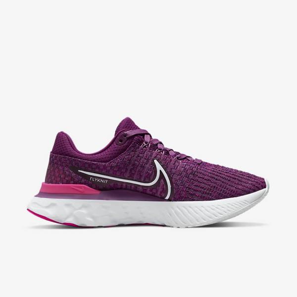 Zapatillas Running Nike React Infinity Run Flyknit 3 Carretera Mujer Burdeos Claro Rosas Blancas | NK298PMR