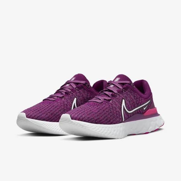 Zapatillas Running Nike React Infinity Run Flyknit 3 Carretera Mujer Burdeos Claro Rosas Blancas | NK298PMR