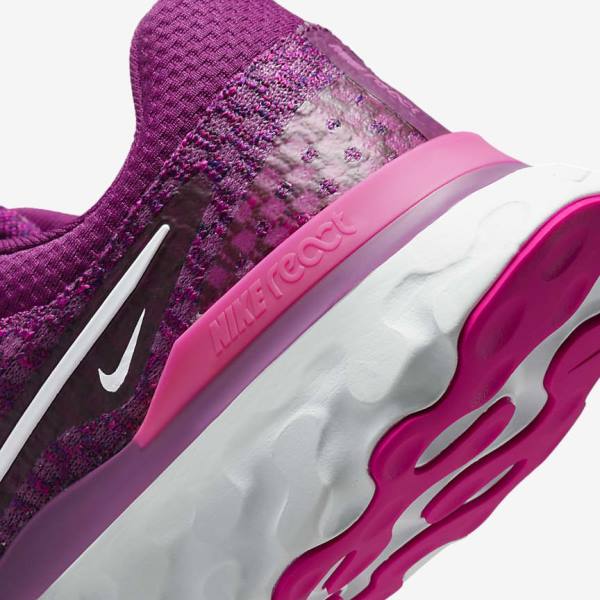 Zapatillas Running Nike React Infinity Run Flyknit 3 Carretera Mujer Burdeos Claro Rosas Blancas | NK298PMR