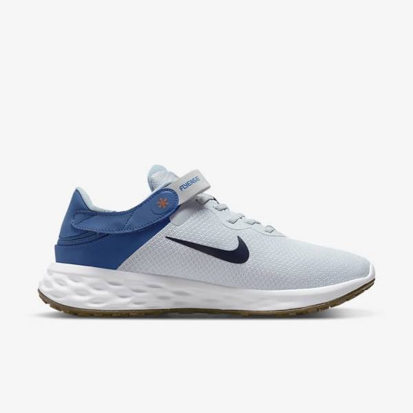 Zapatillas Running Nike Revolution 6 FlyEase Next Nature Easy-On-And-Off Carretera (Extra Anchos) Hombre Plateadas Azules Oscuro Azules | NK628GND