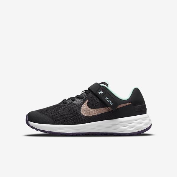 Zapatillas Running Nike Revolution 6 FlyEase Older Easy On-Off Carretera Niños Negras Verde Menta Moradas Metal Rojas Marrones | NK654RZA