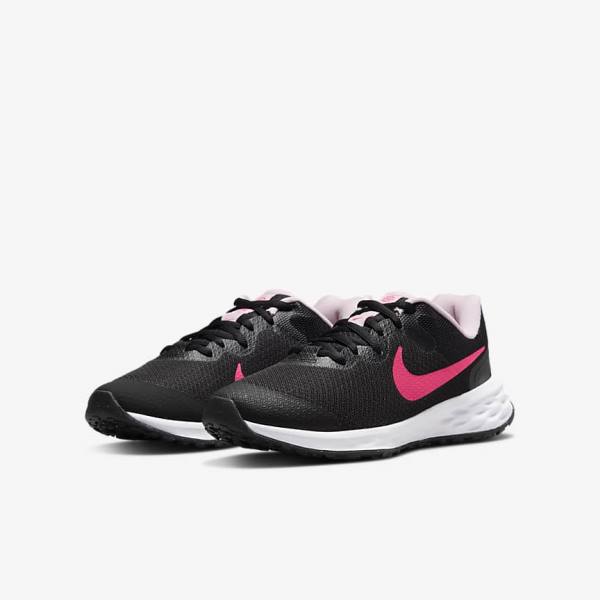 Zapatillas Running Nike Revolution 6 Older Carretera Niños Negras Rosas | NK102KPD