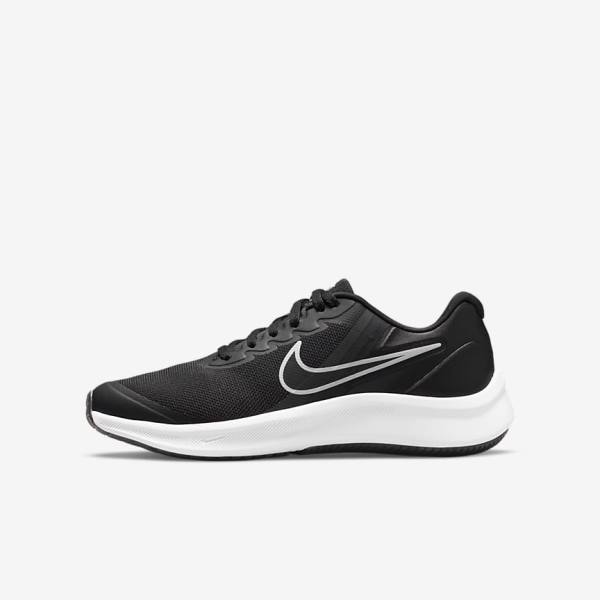 Zapatillas Running Nike Star Runner 3 Older Carretera Niños Negras Gris Oscuro | NK379XHN