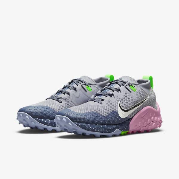 Zapatillas Running Nike Wildhorse 7 Trail Mujer Gris Azules Azules Claro Verde | NK148KHM