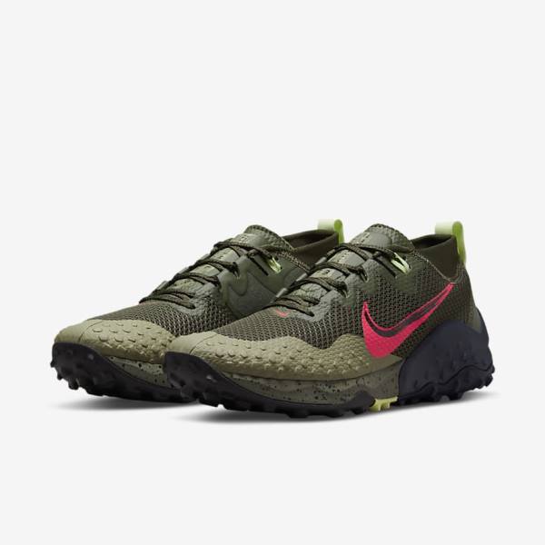 Zapatillas Running Nike Wildhorse 7 Trail Hombre Kaki Verde Oliva Obsidian Rojas | NK930DVA