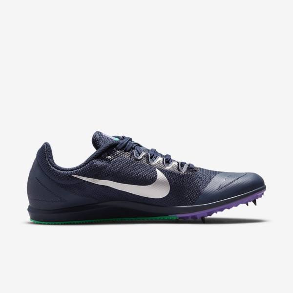 Zapatillas Running Nike Zoom Rival D 10 Athletics Distance Spikes Mujer Obsidian Turquesa Metal Plateadas | NK516KJG