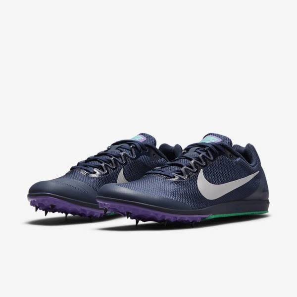 Zapatillas Running Nike Zoom Rival D 10 Athletics Distance Spikes Hombre Obsidian Turquesa Metal Plateadas | NK704CRH