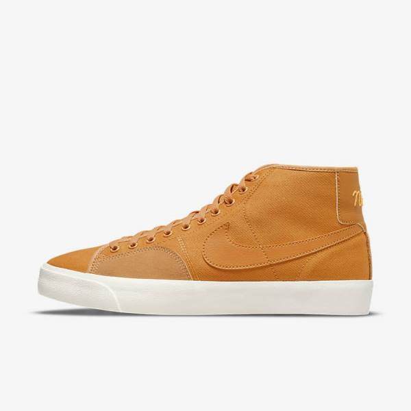 Zapatillas Skate Nike SB BLZR Court Mid Premium Hombre Amarillo | NK174SFZ