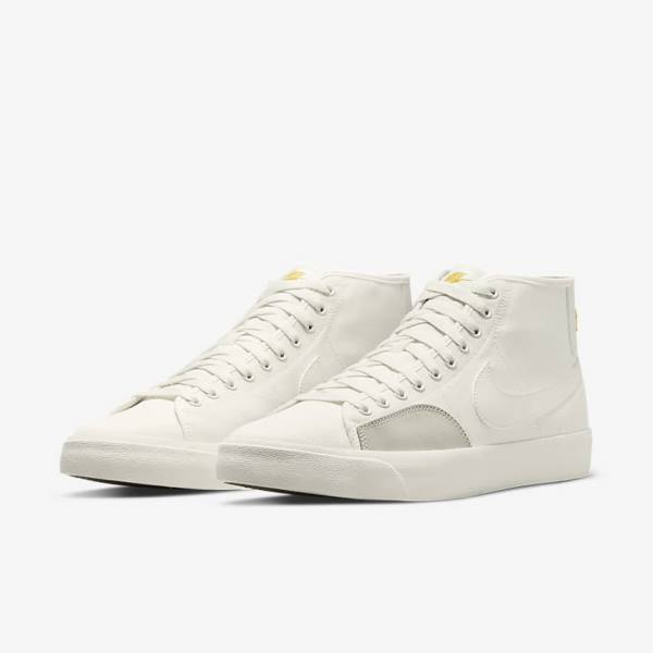 Zapatillas Skate Nike SB BLZR Court Mid Premium Hombre Blancas | NK468FJT