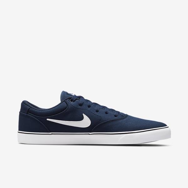 Zapatillas Skate Nike SB Chron 2 Lona Hombre Azul Marino Azul Marino Negras Blancas | NK875ARZ