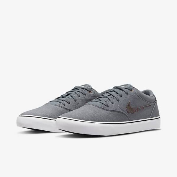 Zapatillas Skate Nike SB Chron 2 Lona Premium Hombre Gris Blancas | NK127WMF