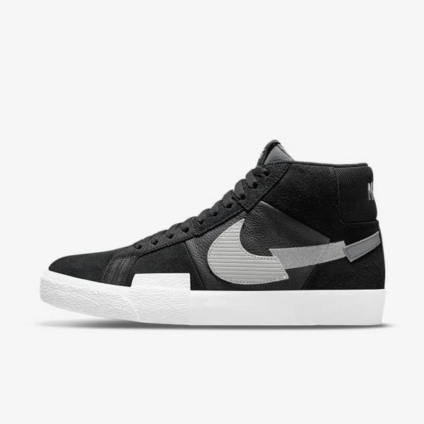 Zapatillas Skate Nike SB Zoom Blazer Mid Premium Mujer Negras Gris Blancas | NK017DOS