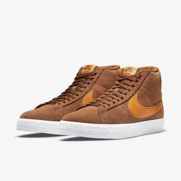 Zapatillas Skate Nike SB Zoom Blazer Mid Mujer Blancas Amarillo | NK063NCP