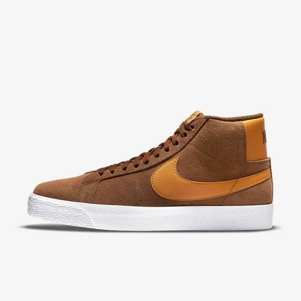 Zapatillas Skate Nike SB Zoom Blazer Mid Mujer Blancas Amarillo | NK063NCP