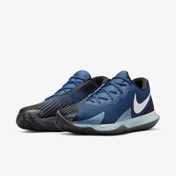 Zapatillas Tenis Nike NikeCourt Air Zoom Vapor Cage 4 Rafa Clay Hombre Azules Negras Metal Plateadas | NK705GRZ