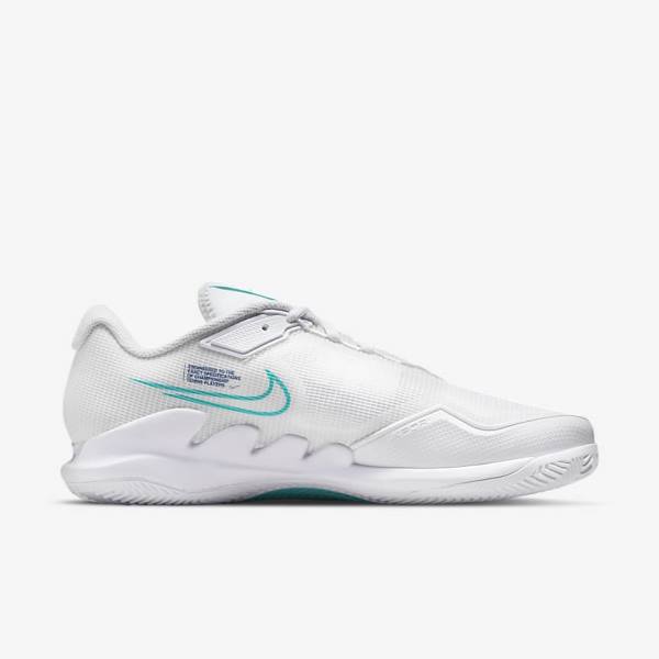 Zapatillas Tenis Nike NikeCourt Air Zoom Vapor Pro Clay Court Hombre Blancas Beige Claro Azul Real Azules Turquesa | NK816WNL