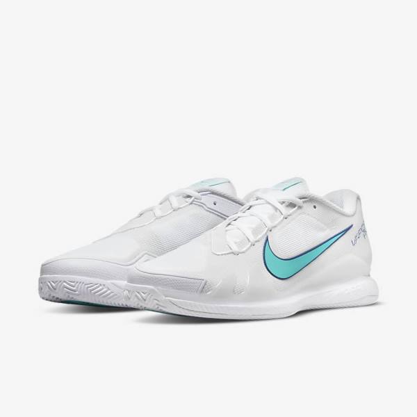 Zapatillas Tenis Nike NikeCourt Air Zoom Vapor Pro Clay Court Hombre Blancas Beige Claro Azul Real Azules Turquesa | NK816WNL