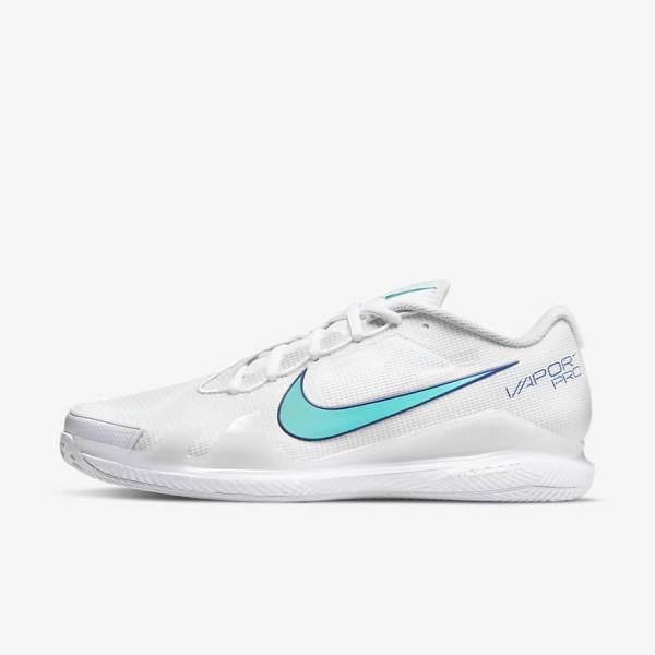 Zapatillas Tenis Nike NikeCourt Air Zoom Vapor Pro Clay Court Hombre Blancas Beige Claro Azul Real Azules Turquesa | NK816WNL