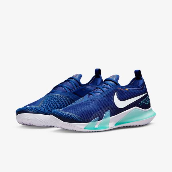 Zapatillas Tenis Nike NikeCourt React Vapor NXT Clay Court Hombre Azul Real Azules Turquesa Naranjas Blancas | NK409OPX